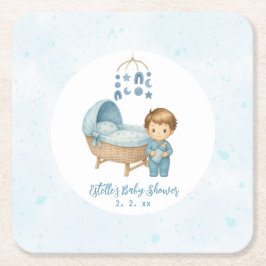 Niedlich Boy Blue Kinderzimmer Baby Dusche Rechteckiger Pappuntersetzer