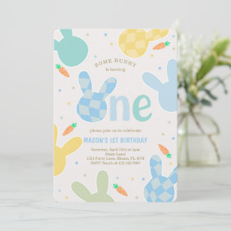 Niedlich Boy Bunny 1. Geburtstag Einladung