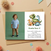 Niedlich Boy Dinosaur Foto Kindergeburtstag Party Einladung