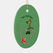 Niedlich Boy Elf Candy Cane Holiday Personalisiert Keramik Ornament (Rechts)