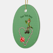 Niedlich Boy Elf Candy Cane Holiday Personalisiert Keramik Ornament (Links)