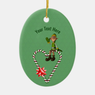 Niedlich Boy Elf Candy Cane Holiday Personalisiert Keramik Ornament