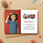 Niedlich Boy Firefighter Foto Kindergeburtstag Par Einladung