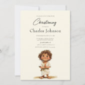 Niedlich Boy Illustration Boy Son Christening Einladung (Vorderseite)
