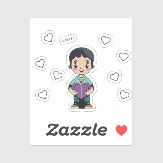 Niedlich Boy Kiss Aufkleber (Blatt)