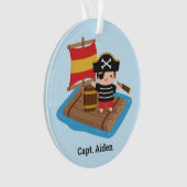 Niedlich Boy Pirate Kapitän Woods Raft Kids Name Ornament (Vorderseite)
