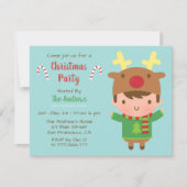Niedlich Boy Reindeer Hat Weihnachts-Party Einladu Einladung (Vorderseite)