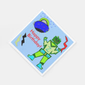 Niedlich Boy Robot Blue Spaceship Geburtstag Serviette (Ecke)