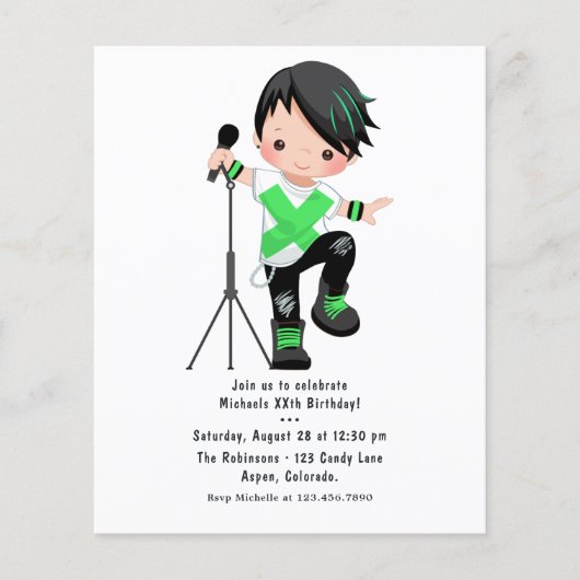 Niedlich Boy Rock Star Geburtstagsparty Flyer (Vorne)