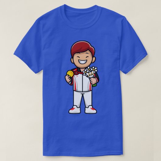 Niedlich Boy Sieger Champion Cartoon T-Shirt (Design vorne)