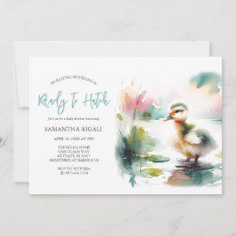 Niedlich Boy Watercolor Duck Babydusche Einladung