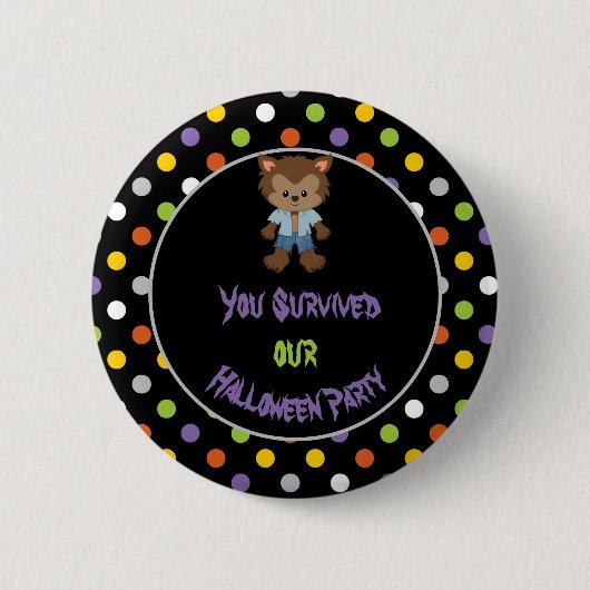 Niedlich Boy Werewolf Halloween-Party Button (Vorderseite)