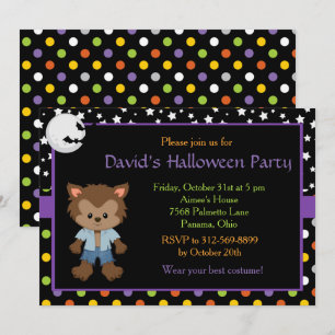 Niedlich Boy Werewolf Halloween-Party Einladung