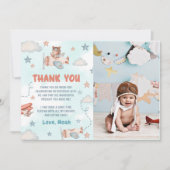 Niedlich Boy's Airplane Thema 1. Geburtstag Party Dankeskarte (Vorderseite)