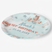 Niedlich Boy's Airplane Thema 1. Geburtstag Party Pappteller (Schrägansicht)