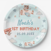 Niedlich Boy's Airplane Thema 1. Geburtstag Party Pappteller (Vorderseite)