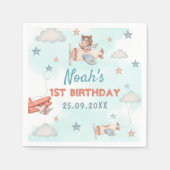 Niedlich Boy's Airplane Thema 1. Geburtstag Party Serviette (Vorderseite)