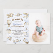 Niedlich Boy's Airplane Thema 3. Geburtstag Party  Einladung (Vorderseite)