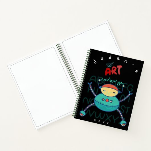 Niedlich Boys Custom Robot Coloring Sketchbook Notizblock (Innenseite)