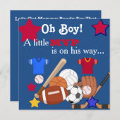 Niedlich Boys Sports Baby Dusche Einladung HOCKEY (Vorne/Hinten)