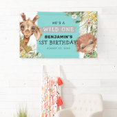 Niedlich Boys Wild One Jungle Birthday Party Banne Banner (Insitu)