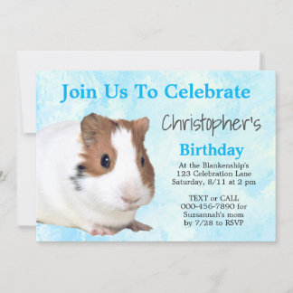 Niedlich-braun-weiße Guinea Party Einladung