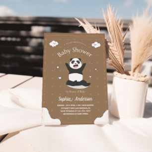 Niedlich-braune Panda Baby-Dusche - bestellbare Ba Einladung
