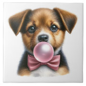 Niedlich-braune Puppy-Pink-Bow-Krawatte blasen Blu Fliese (Vorderseite)