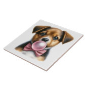 Niedlich-braune Puppy-Pink-Bow-Krawatte blasen Blu Fliese (Seite)