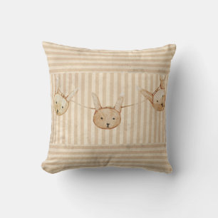 Niedlich-brauner Bunny-Rabbit-Streifen Kissen