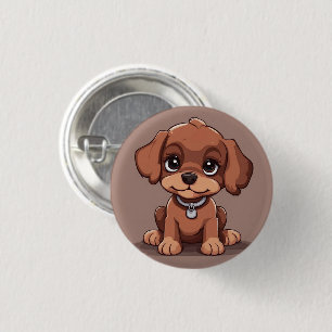 Niedlich-brauner Welpe Button
