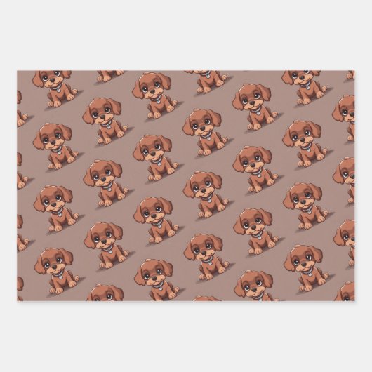 Niedlich-brauner Welpe Geschenkpapier Set (Vorderseite 3)