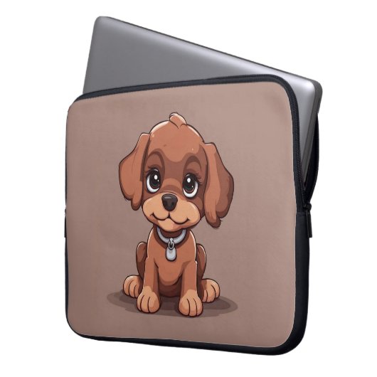 Niedlich-brauner Welpe Laptopschutzhülle (Vorderseite Links)