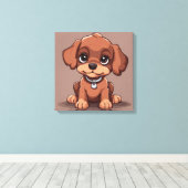 Niedlich-brauner Welpe Leinwanddruck (Insitu (Holzboden))