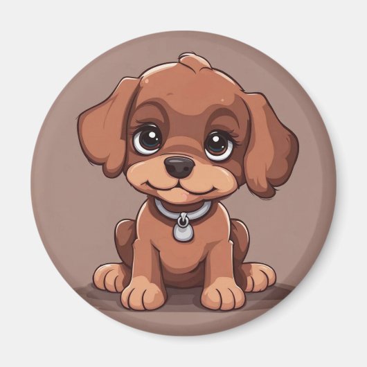 Niedlich-brauner Welpe Magnet (Vorne)