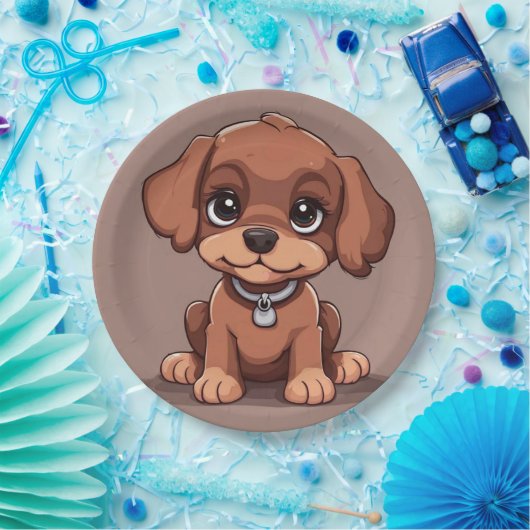 Niedlich-brauner Welpe Pappteller (Party)