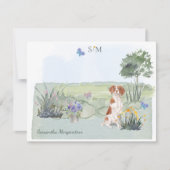 Niedlich Bretagne Spaniel Dog Butterfly Monogram N Mitteilungskarte (Vorderseite)