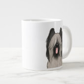 Niedlich Briard Cartoon Dog Jumbo-Tasse (Vorderseite Rechts)