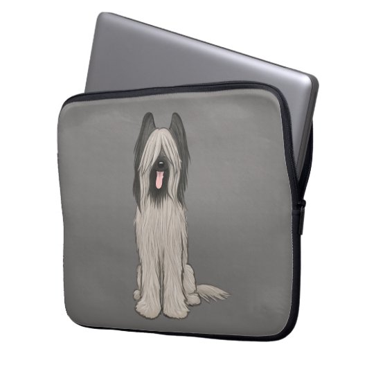 Niedlich Briard Cartoon Dog Laptopschutzhülle (Vorderseite Links)