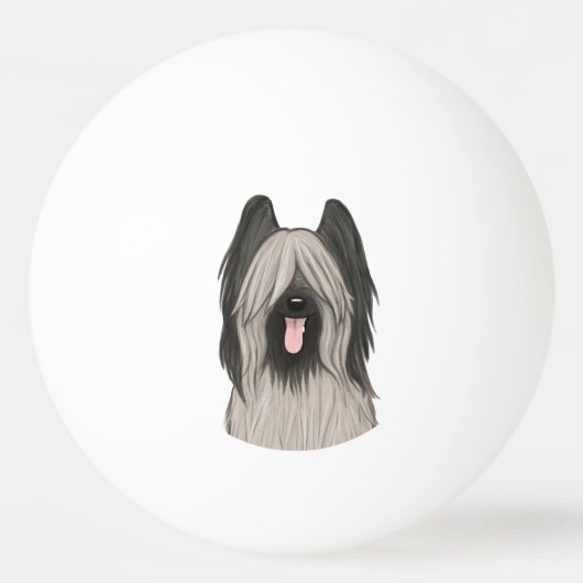 Niedlich Briard Cartoon Dog Tischtennisball (Vorderseite)