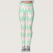 Niedlich Brick Wavy Zickzack Green Leggings (Vorderseite)