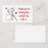 Niedlich Bride Groom Cartoon Red Wedding Vielen Da Platzkarte (Vorne/Hinten)