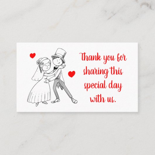Niedlich Bride Groom Cartoon Red Wedding Vielen Da Platzkarte (Vorderseite)