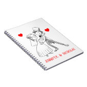 Niedlich Bride Groom Red White Wedding Cartoon Bri Notizblock (Rechte Seite)