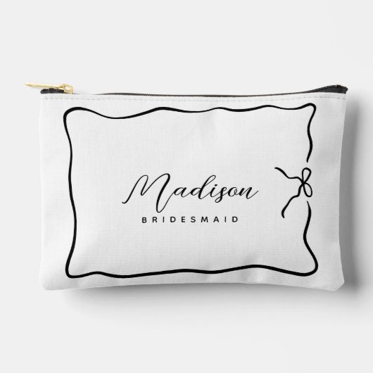 Niedlich Bridesmaid Coquette Style Script Ribbon Zubehörtasche (Vorderseite)