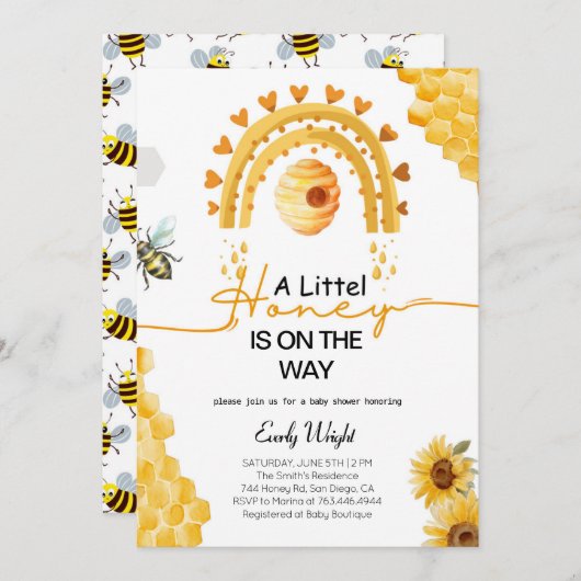 Niedlich Bridge to Bee Bridal Dusche Einladung (Vorne/Hinten)