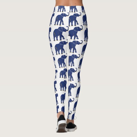 Niedlich Bright Blue Thai Elephant Muster Leggings (Rückseite)