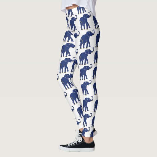 Niedlich Bright Blue Thai Elephant Muster Leggings (Links)