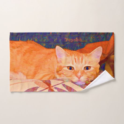 Niedlich Bright Orange Tabby Cat Badhandtuch Set (Handtuch)