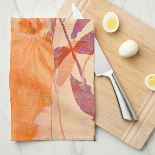 Niedlich Bright Orange Tabby Cat Geschirrtuch (Viertel Falte)